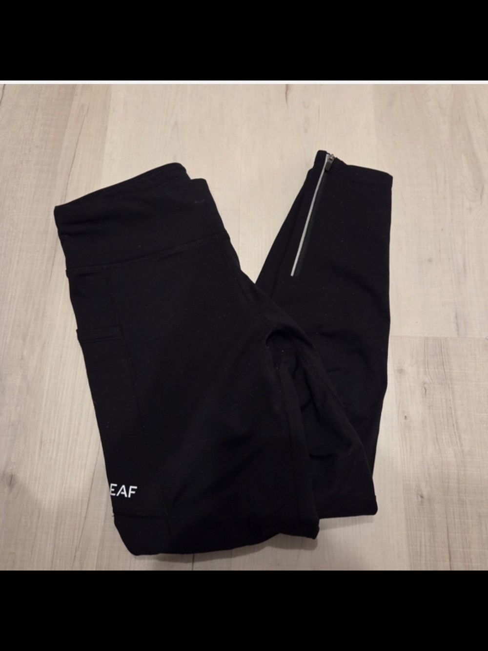 Baleaf Black Leggings with Side Pocket and Ankle Zipper
